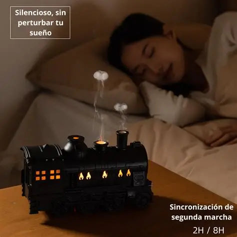 Train Shape Aromatherapy Diffuser Desktop Essential Oils Difusor Smoke Ring Double Spray Ultrasonic Air Humidifier With LED Lamp